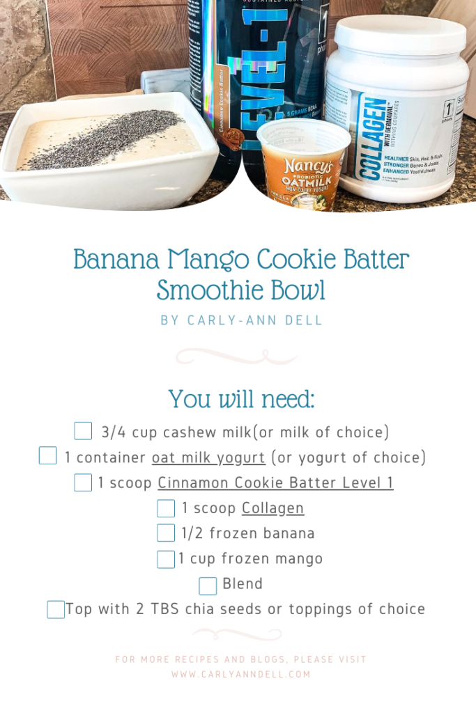 recipe card for smoothie bowl