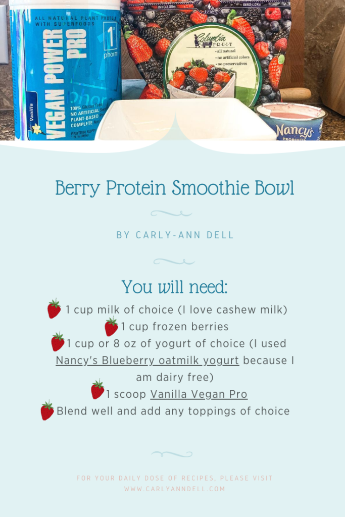 berry protein smoothie bowl recipe card