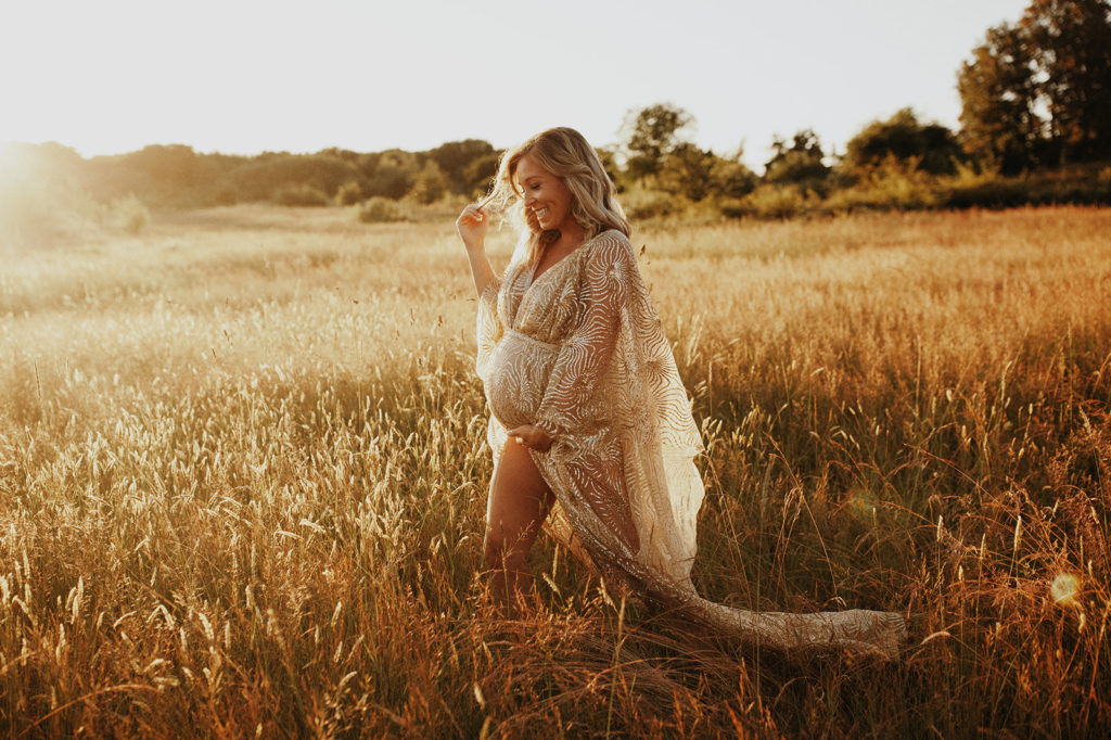 maternity shoot during golden hour