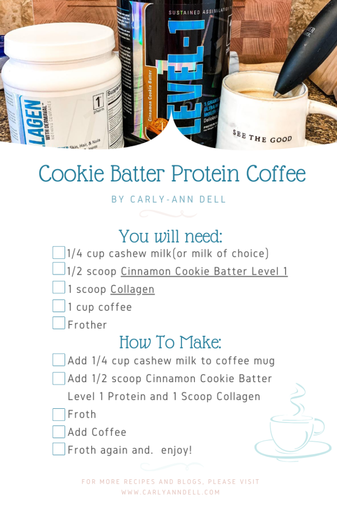 recipe card for protein coffee